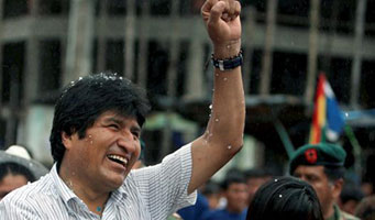 Evo Morales, actuel président et candidat du MAS